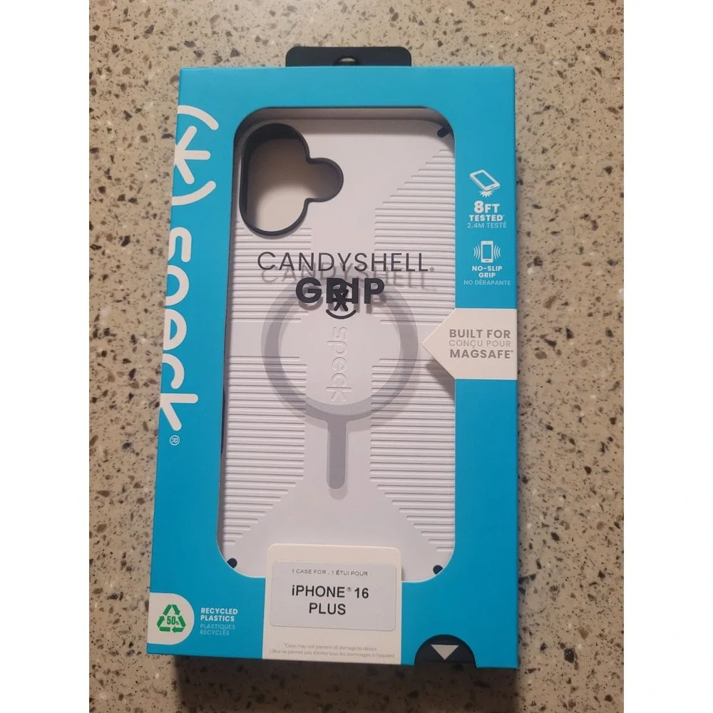 Speck Candyshell Grip White iPhone 16 Plus Protective Magsafe Microban Case